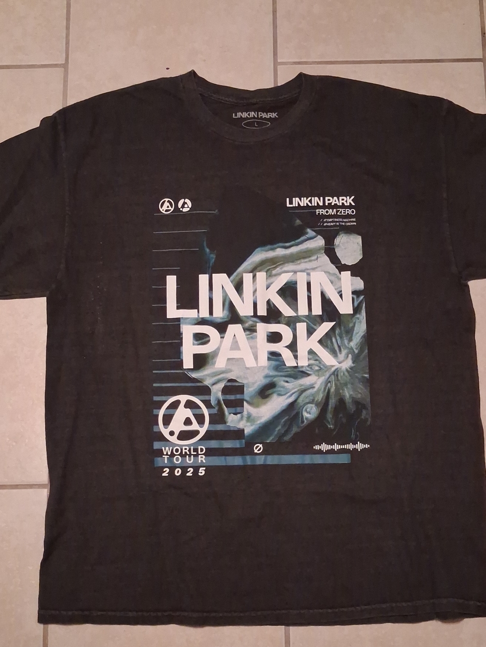 Linkin Park Unisex Sz L Washed Grey 2025 Tour Licensed Graphic Band T-Shirt